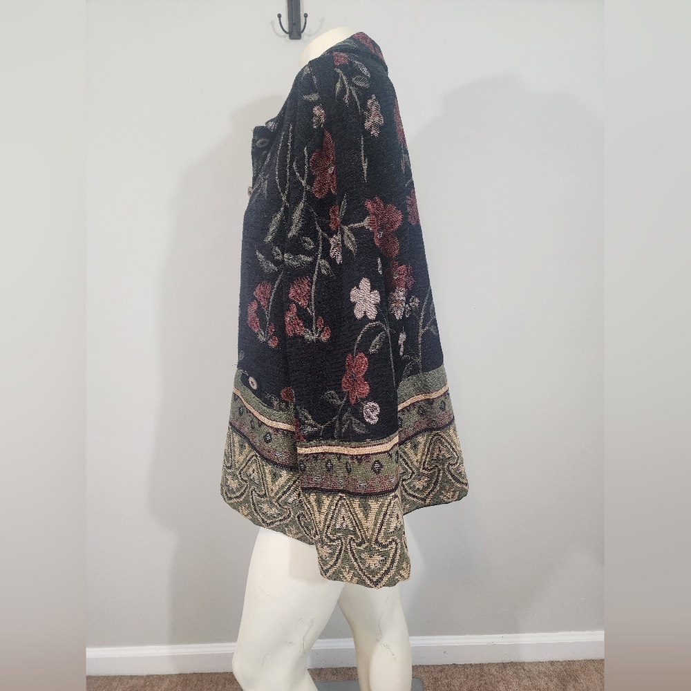 Vtg 90s sag harborTapestry jacket blazer Women12p boho artsy floral hippie gypsy - Picture 5 of 15